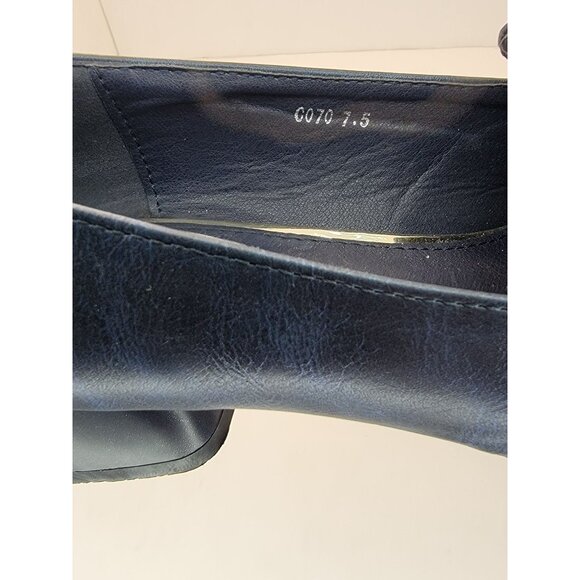Cinak Blue Women's slip on heeled Loafers square toe cushioned SZ 7.5 C070 - Picture 7 of 7